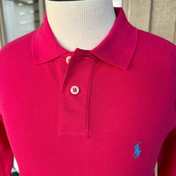 POLO Ralph Lauren NWT Boys Long Sleeve Fuchsia Cotton Pique Knit Shirt - Size 5 - Picture 3 of 9
